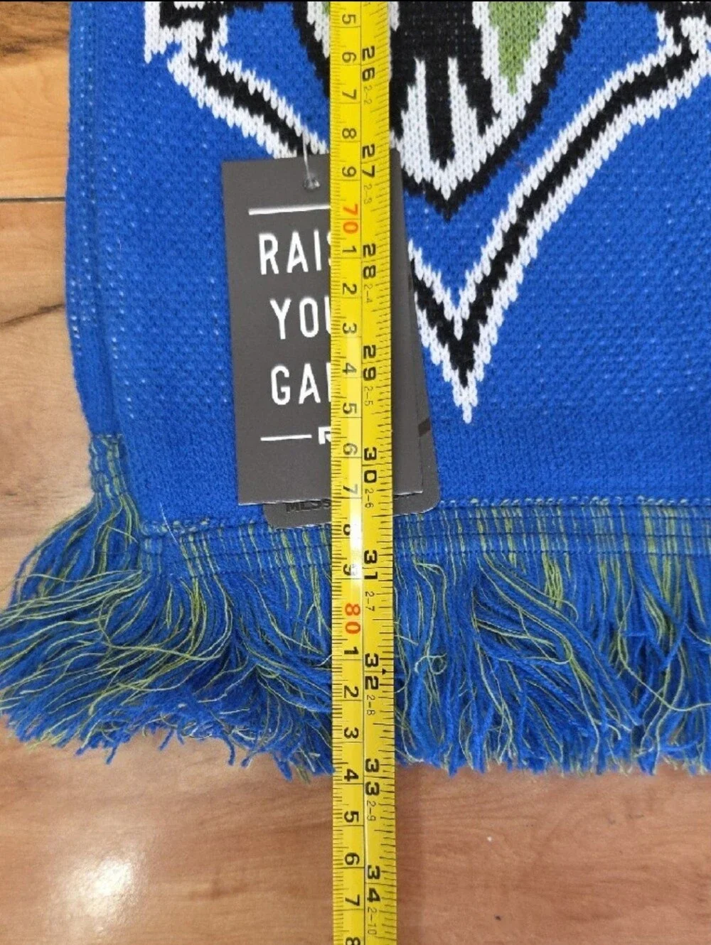 NWT Seattle Sounders FC MLS Knit Supporter Scarf Blue Green Fringe